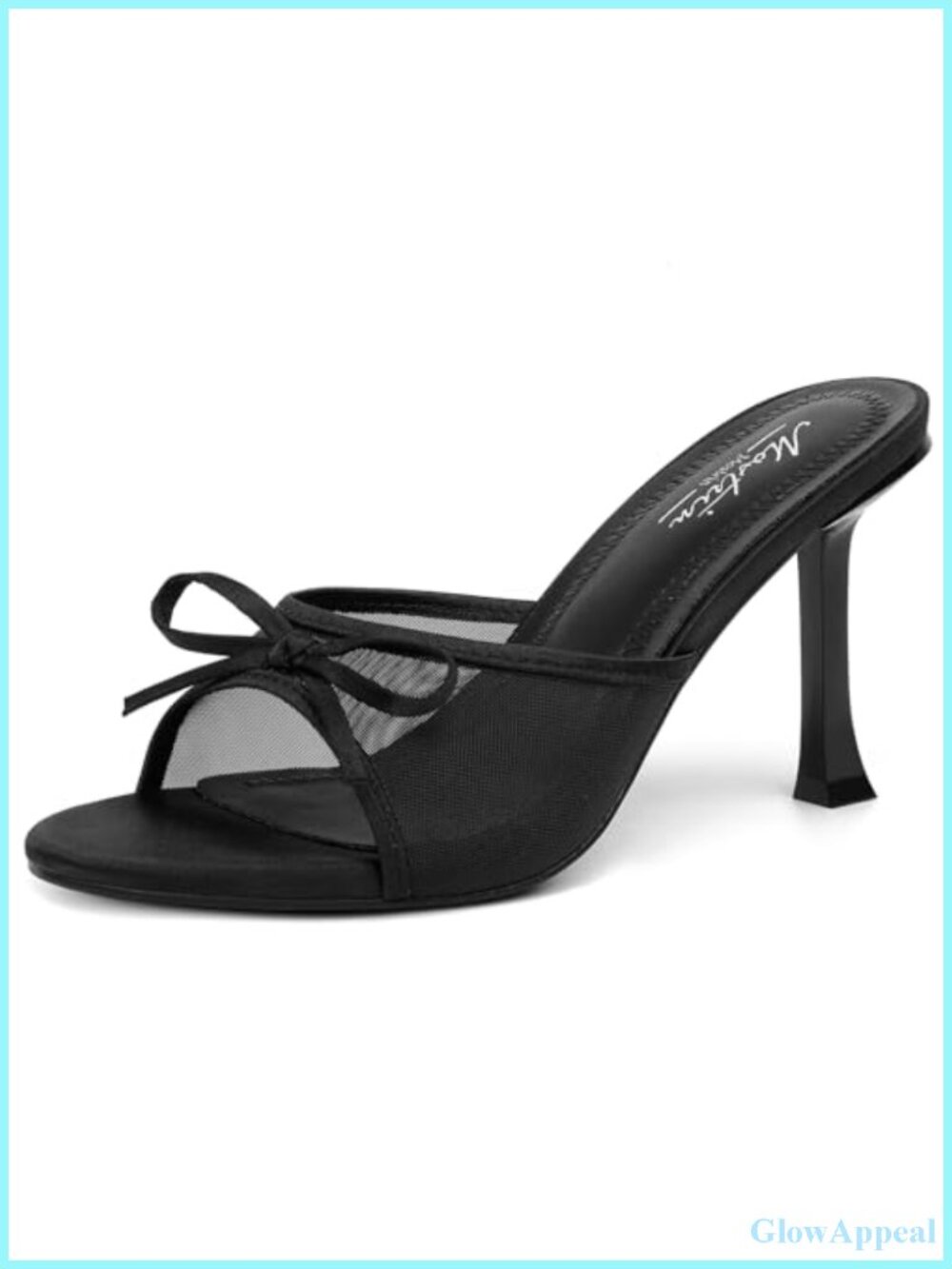 Kitten Heels for Women Round Toe Bow Vintage Mules Slip on Stiletto Backless